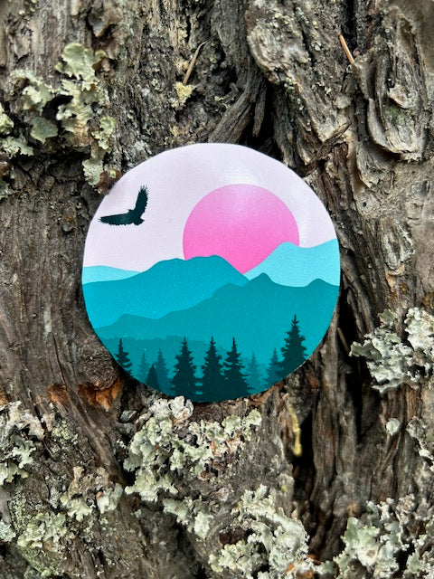 "Over Mountains"-Sticker